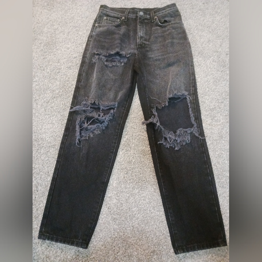 Carmar Black Distressed Straight Jeans